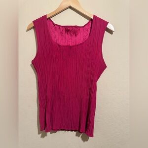 Babette San Francisco Pink Pleated Crinkled Tank Top Blouse